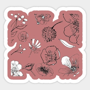 botanical black and white Sticker